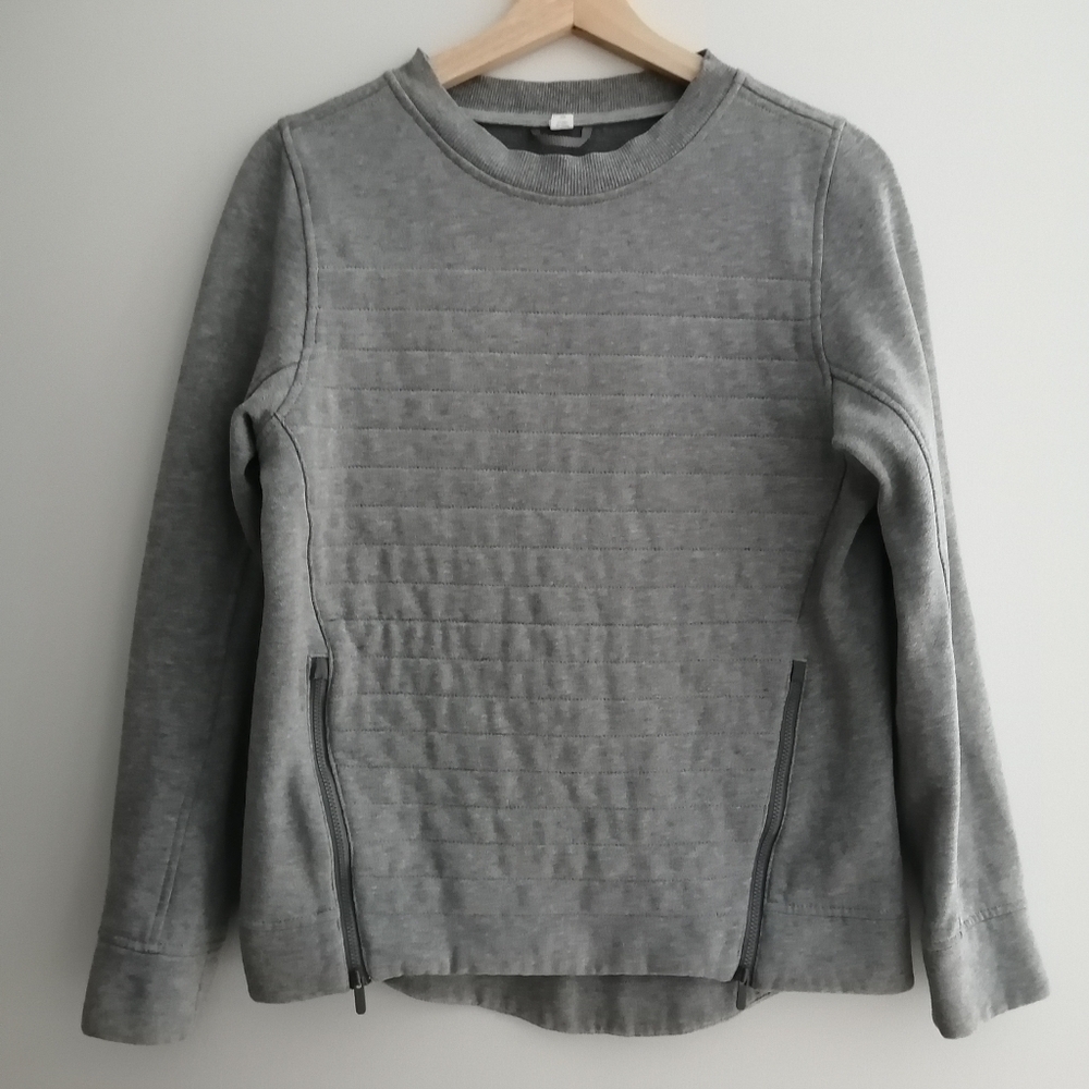 Lululemon Fleece Be True Quilted Sweater Side Zippers Heathered Grey Size 4
